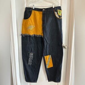 Vintage 90’s Gino Venucci Baggy Distressed Patchwork Jeans Size 40
